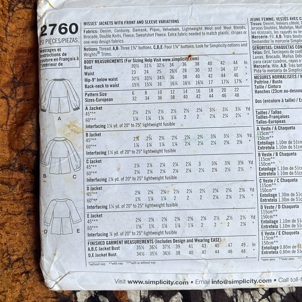 Jacket sewing pattern - Picture 2 of 3
